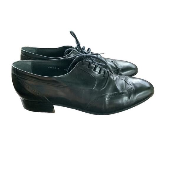 VTG Bruno Magli Black Leather Wing Tip Dress Shoes Mens Size 9.5 M Made In Italy main image 5